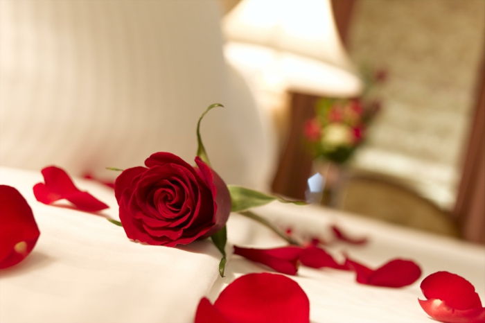 로맨틱 한 침대 rosenblätter
