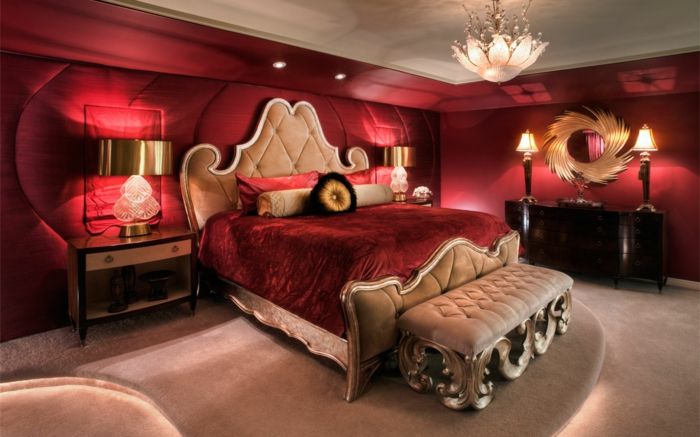 로맨틱 한 침대 붉은 침실