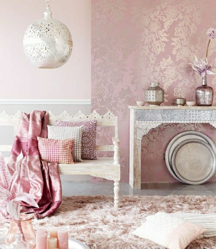 pink-barocco carta da parati lucentezza lampada Pillow Carpet