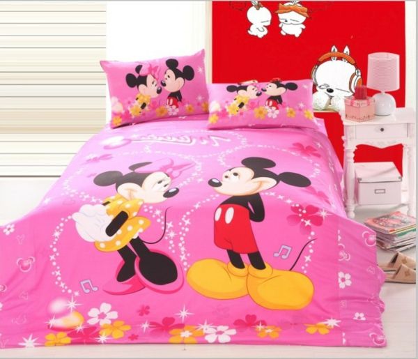 ružové obliečky Mickey a Minnie Mouse