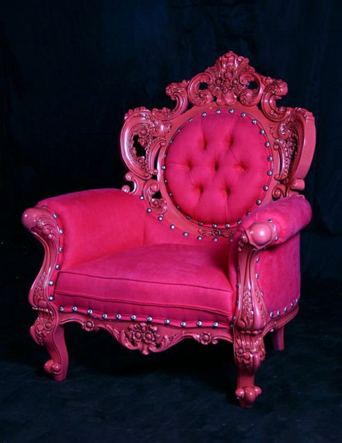 Pink barock fåtölj Velvet aristokratisk extravagant