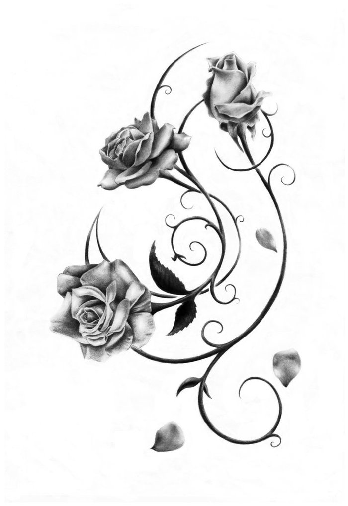 tai yra viena iš mūsų idėjų juodai tatuiruotėms - rožių tatuiruotės šablonui