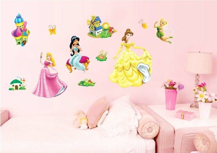 rožinis-sienų dizainas-Disney princesės-kūrybinė-mädchenzimmer-Equip