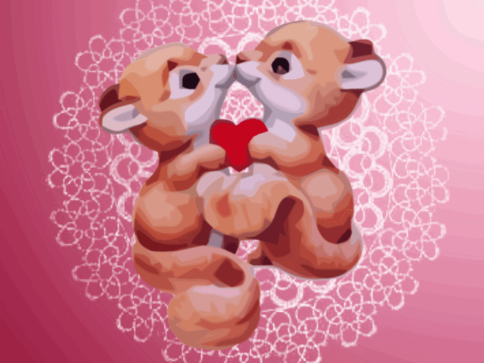 rosenrød-background-valentine bakgrunns to søte-animerte-dyr