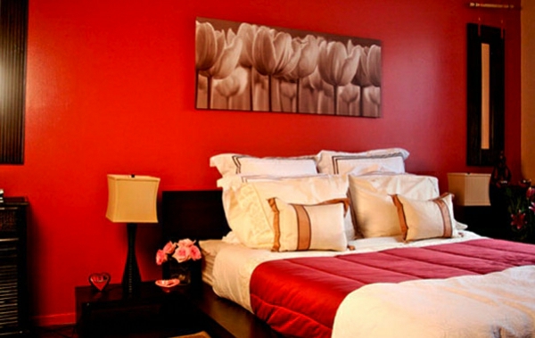 Aruncarea de perete dormitor roșu de design-culoare-la-Feng Shui-tuned