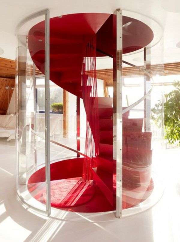 roșu-spirală scară-cu-un-design uimitor