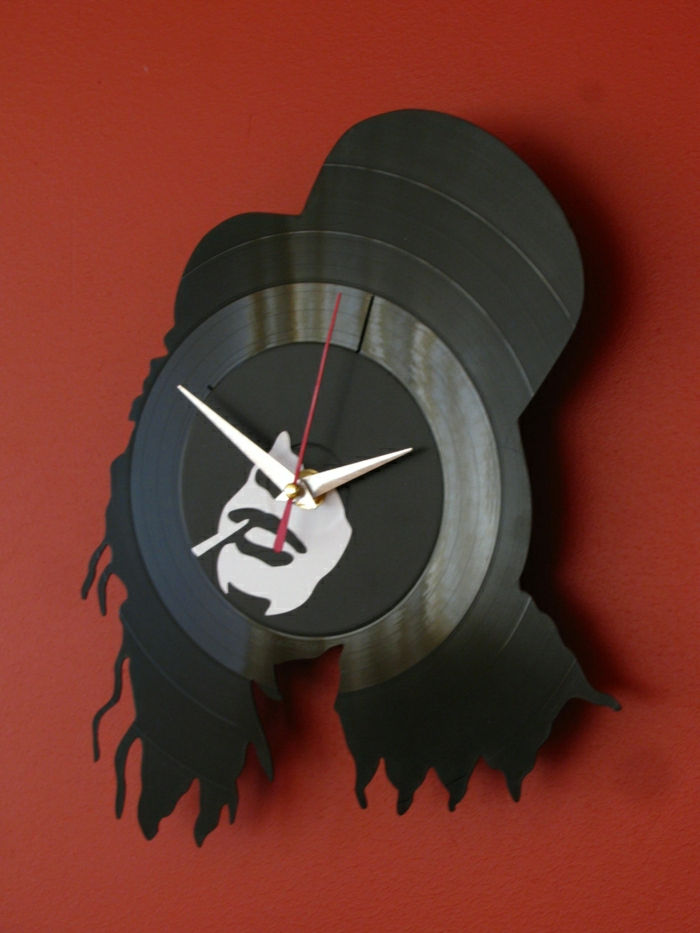 disco de vinil parede vermelha belo relógio de parede projeto da parede inspirado rock-
