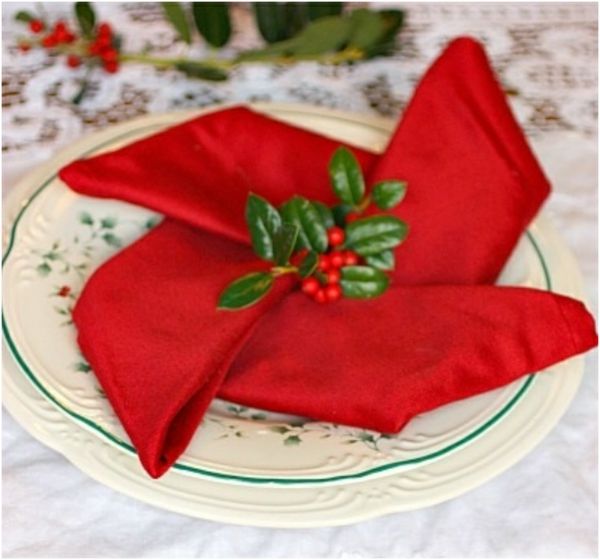 roșu-elegant-șervețel-pliere-Crăciun-decorare