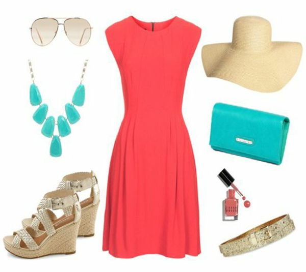 rød-sommer kjoler trendy drakter ladies' mote sandaler-med-kile-hæl