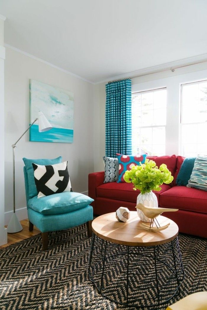 rød-blå sofa lenestol moderne enhet