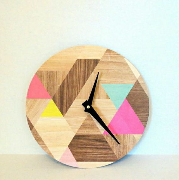 okrúhle nástenné hodiny-z-drevo-Creative-múr návrhu s chladnou-nástenné hodiny