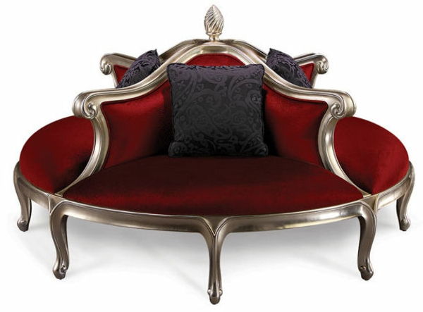 Apvalus sofas aristokratiškas modelis baltas fonas