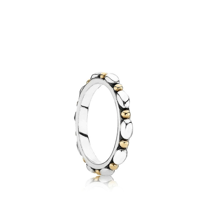rotund Pandora Ring combinație vizavi de aur argint