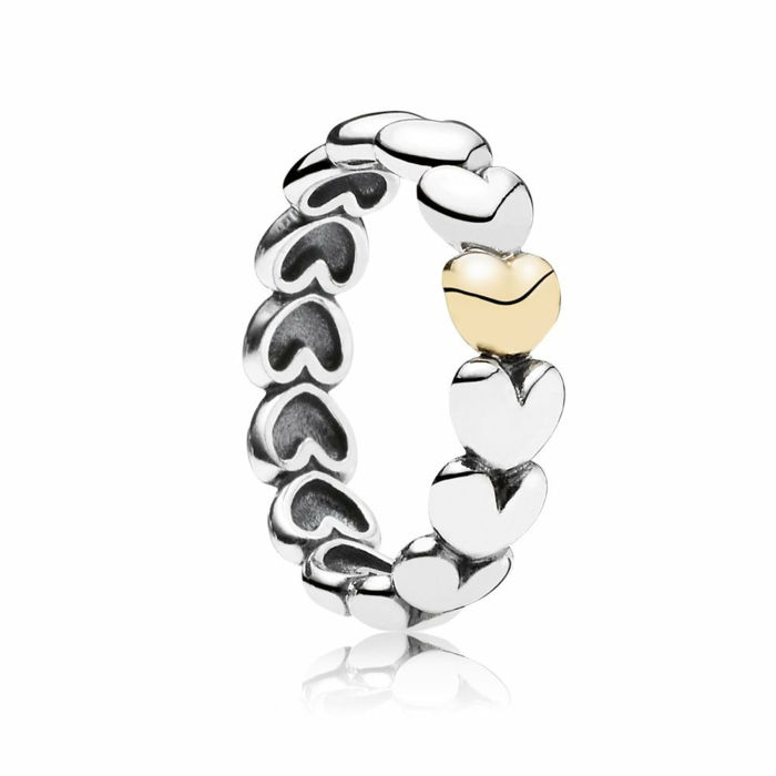 rotund inel Pandora simplu inima model de-argint-aur