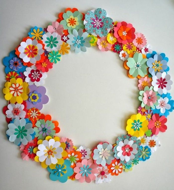 round-veniec-nápady remeslá-of-papier-rôzne-kvety-in-farebné sfarbené