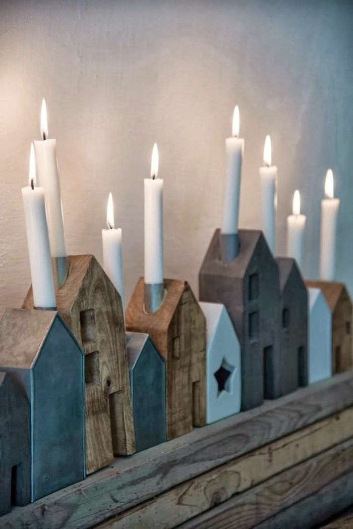 rustik inredning Wood Cottage Candle jul dekoration