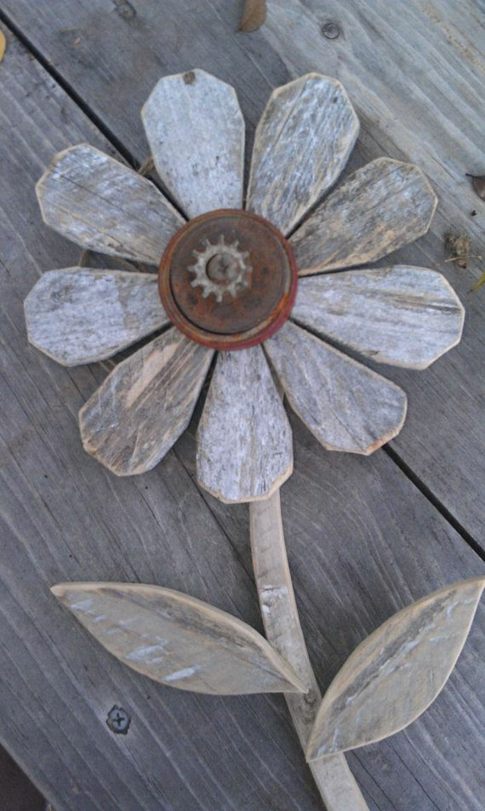 Rustikk dekorasjon selv-make-avfall tre elementer Sunflower