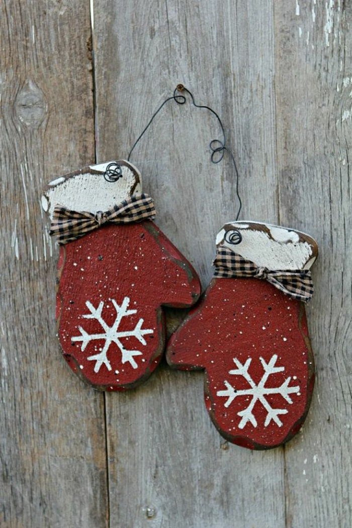 Rustikálne dekorácie weihnachtsdeko-yourself-Drotár zimné dekoratívne drevené rukavice snehové vločky výkres