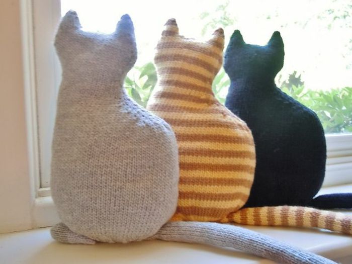 søte idea-tre Cat Pillow strikkede modeller-vakre-strikk