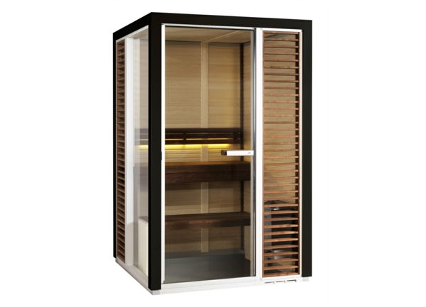 sauna-med-glass front-bakgrunn-i-hvitt