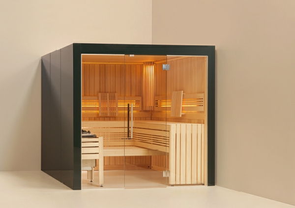 sauna-s-sklo, predné štvorcového tvaru