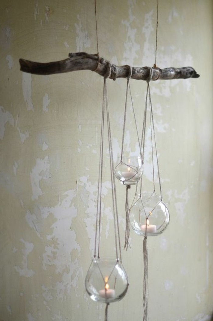 vackra DIY idé värmeljushållare att hänga-gren