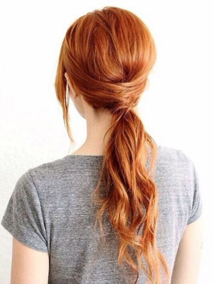 美しい髪型-ため、新鮮に見える銅の髪の色で