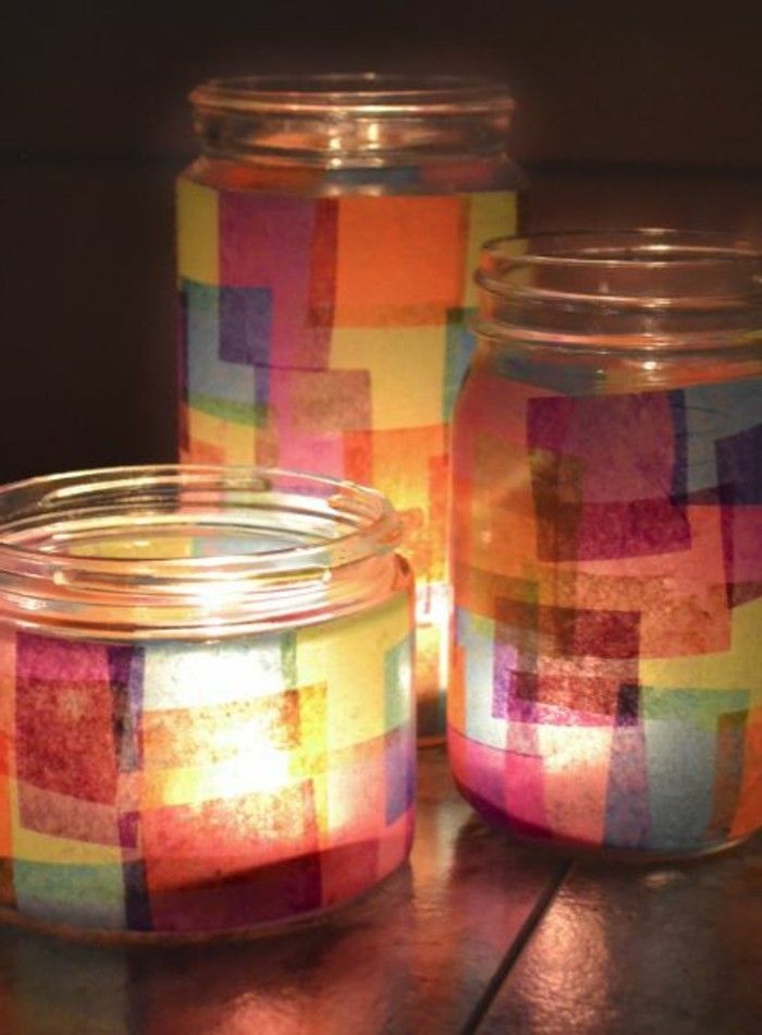belas suporte de vela funileiro-jars-colored de papel