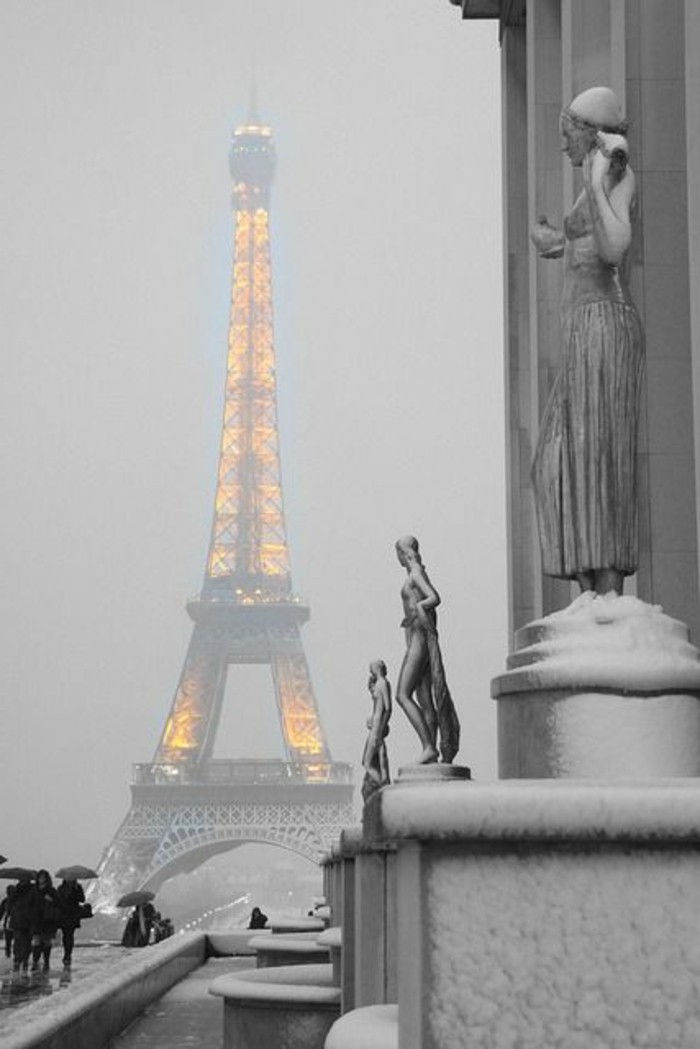 inverno bella foto-di-Paris-of-lit Torre Eiffel