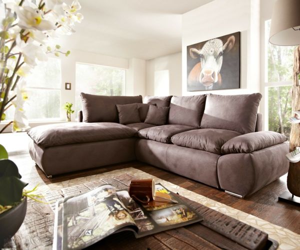 vakker-komfortabel sofa-brun-vakre-etablering ideer-for-the-stuen