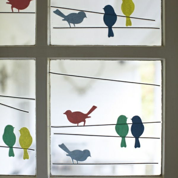 lepe okenske dekoracije-ročno izdelane ptice-slike