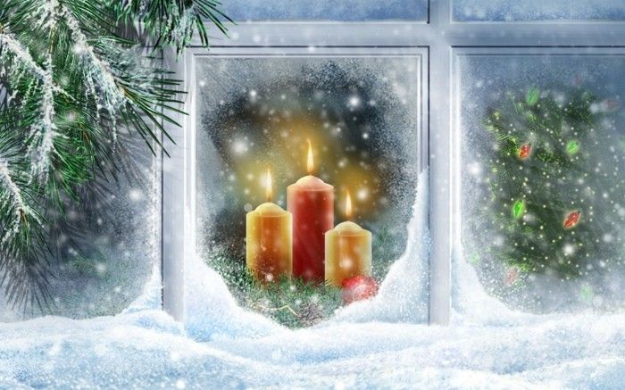 vacker-fönsterdekorationer-for-jul-intressant-image-tre ljus