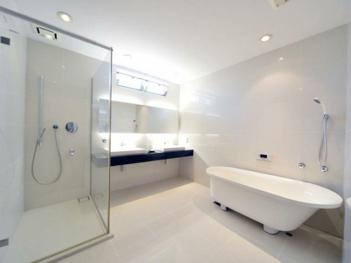 baltos vonios dizainas gražus stiklo siena shower-
