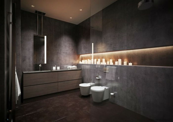 vakker grå-vegg farge-bad-moderne designer