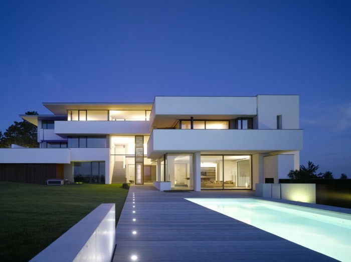 Gražūs namai-minimalistinio architektūra-balta-dizainas