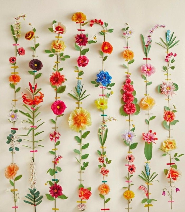 piękne papierowe kwiaty-kwiatowo-ściana projekt DIY
