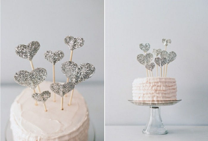 realizovať jemné koláč-sa-strieborné-heart-diy-wedding-
