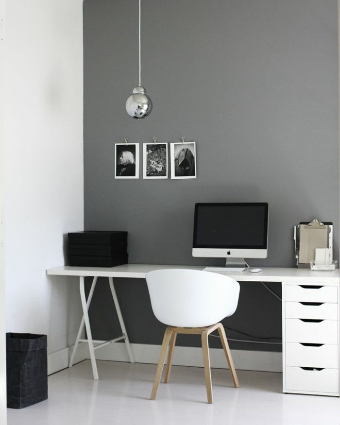 vakker-wohnideen-for-office-svart-hvit-grå interiøret