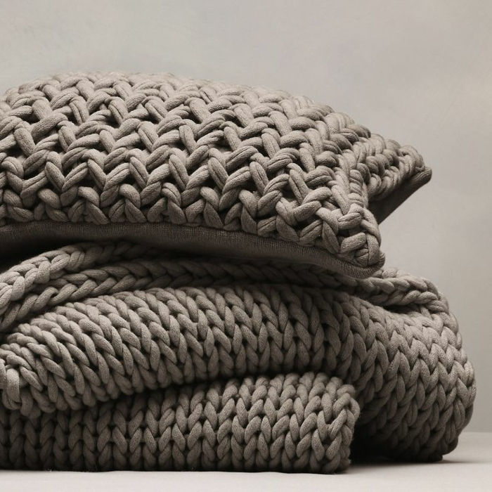nice-strikke Håndlaget Pillow brun-farge teppe