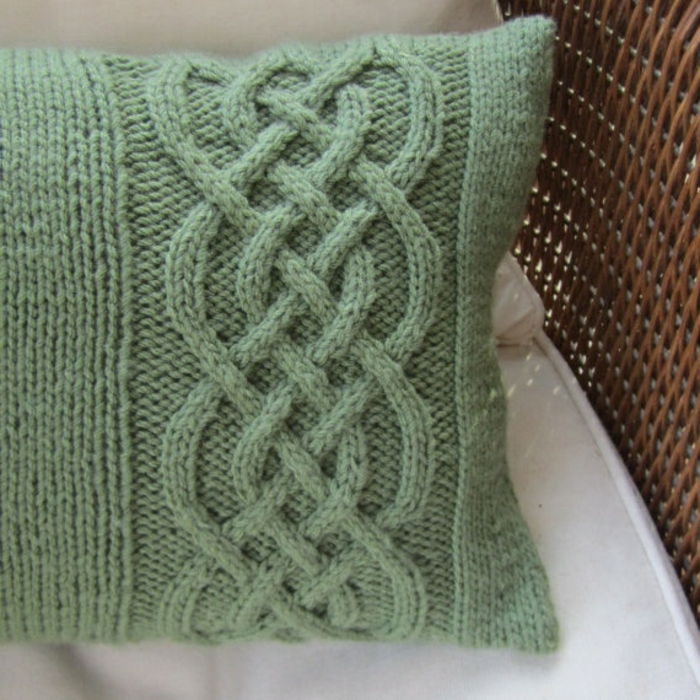 nice-strikke Håndlaget modell Pillow grønn fletter dekorasjon