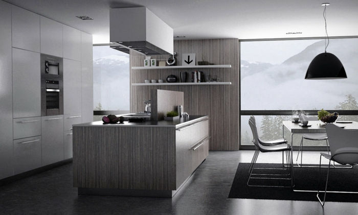 frumos-living-culoare gri-culoare de perete-in-the-bucătărie