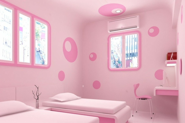 frumos dormitor-roz-perete-culoare-interesante de design de perete