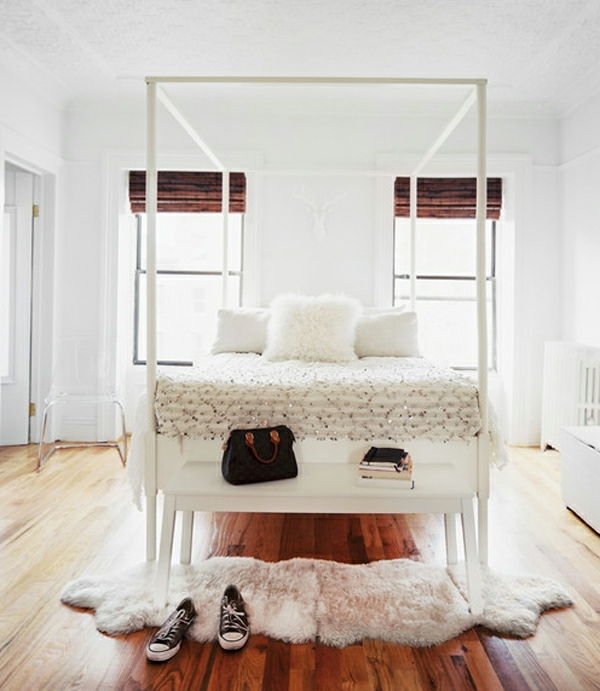 güzel İskandinav yatak odası dekorasyon-beyaz tasarım