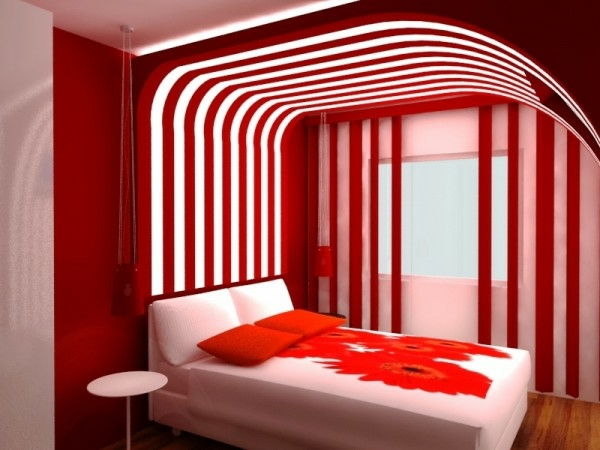 soverom-dekorere-rød-farge-ekstravagant design