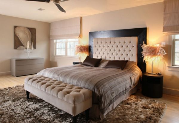 spalnica design-modern-beige-taupe-shaggy-preproga-lepa-živi-barva - mehka preproga