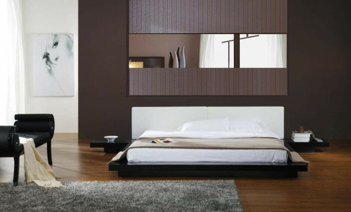 yatak odası-set kahverengi duvar tasarımı