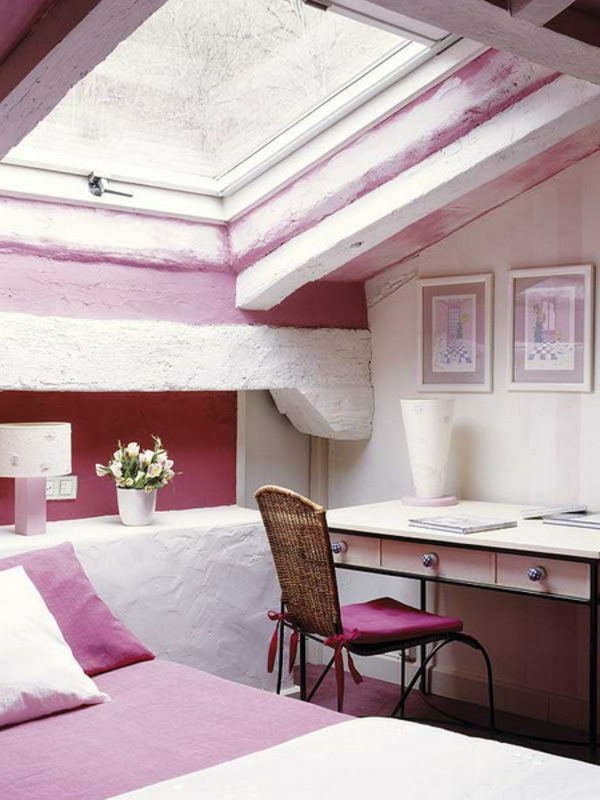 slaapkamers-in-zolder-roze-color