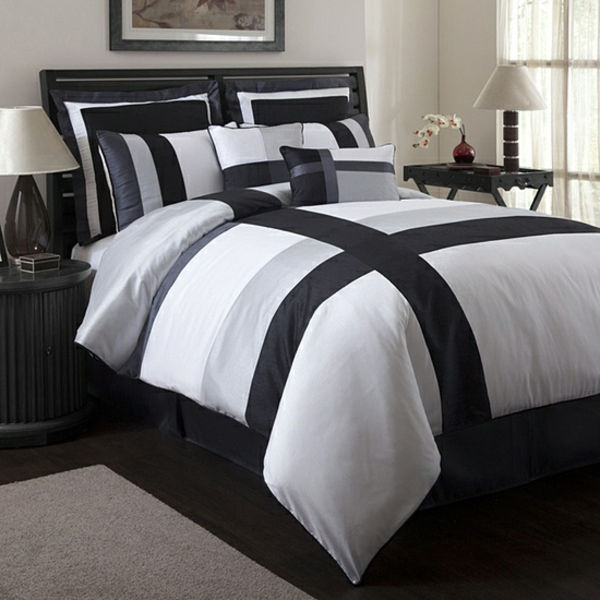 spálňa-inšpirácia-krásna posteľ pre mužov-šedo-biela kombinácia