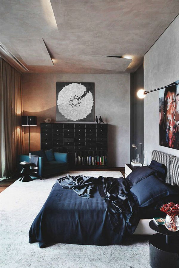 spálňa, moderný design-chic-black-lôžková