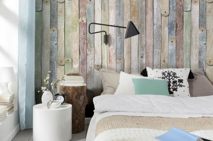 -Bedrooms-wallpaper-idėjos-gražūs-tapetai-medienos Optinė sienos dizaino sieninis medienos optika